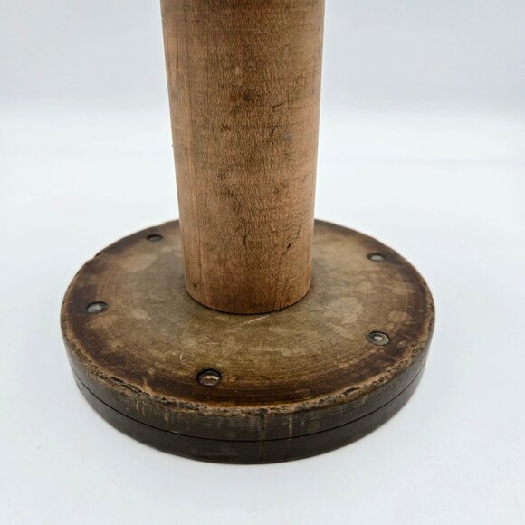 Wood Spool Vintage Primitive Wooden Thread Silk Wool Textile Industrial Bobbin - Picture 11 of 11